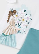 MAYORAL lühikeste varrukatega t-särk + retuusid, mint, 3.724-86, 140 cm