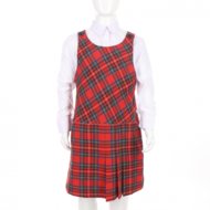 MAMAJUM sarafan slim fit 10-000017, ruuduline, punane, 146/152 cm