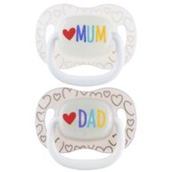 CANPOL BABIES sümmeetriline silikoonist lutt LoveMum&Dad, 6-18m, 2 tk., 34/940
