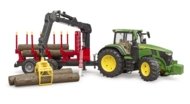 BRUDER Traktor John Deere 7R 350 metsahaagise ja 4 palgiga, 03154