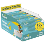 PAMPERS niisked salvrätikud Wipes Fresh Clean Plastic Free, 12x52 vnt., 80889012