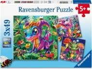 RAVENSBURGER PUZZLE pusle Väikesed aia draakonid, 3x49 tk, 12004301 0