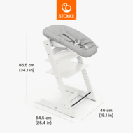 STOKKE söögitool koos turvakaare ja vastsündinu komplektiga TRIPP TRAPP, white, grey NBS, 685900