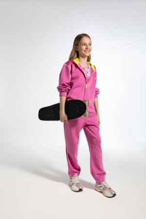 COCCODRILLO hooded pullover with zipper, pink, size 