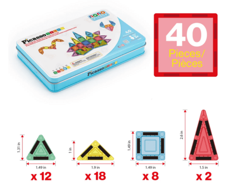 PICASSO TILES Magnetiline konstruktor pliiatsikarbiga 40 osa, PN010 