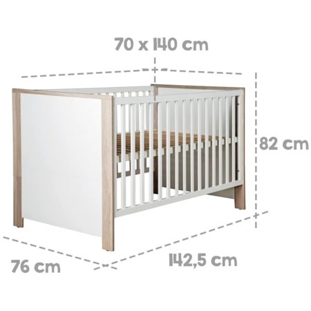 ROBA muudetav voodi OLAF, 70x140 cm., White/Luna elm, 1911777 