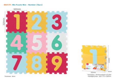 SUNTA numbritega puslematt, 9 osa, 8601/9 