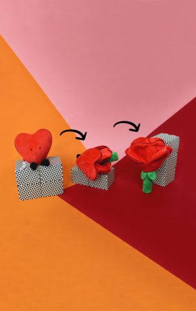 FLIPETZ pehme mänguasi - roos südames, Poppy red, 80400 