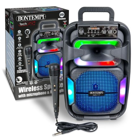 BONTEMPI TECH juhtmevaba kõlar mikrofoni ja RGB tuledega, 491030 