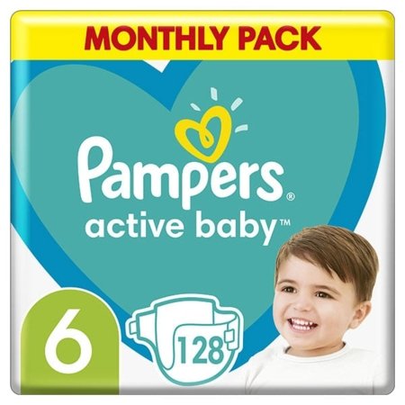 PAMPERS mähkmed ACTIVE BABY, Suurus 6, 128 tk., 13-18 kg. 
