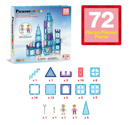 PICASSO TILES Magnetiline konstruktor Ice Winter komplekt 72 osa, PT72 