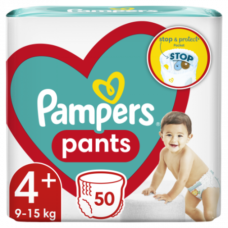 PAMPERS püksmähkmed, suurus 4+, 50 tk, 9-15kg, 81748916 81748916