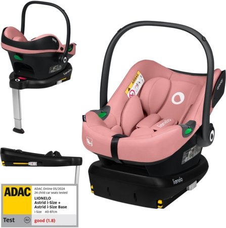 LIONELO turvatool alusega ISOFIX ASTRID I-SIZE, Pink coral, 40-87 cm. 