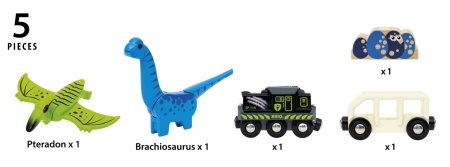 BRIO WORLD dinosauruse seikluskomplekt Dinosaur Battery Train, 36096 