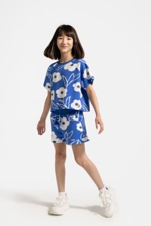 COCCODRILLO lühikeste varrukatega särk FLOWER PARADISE GIRL JUNIOR, sinine, WC5143203FGJ-032-164, 164 cm 