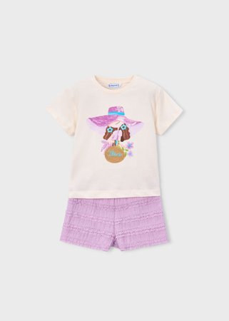 MAYORAL lühikeste varrukatega t-särk +lühikesed püksid, lilac, 3.231-76, 134  cm 