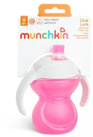 MUNCHKIN läbipaistev pudel CLICK LOCK® BITE PROOF, 237ml, roosa, 6k+, 12466 12466