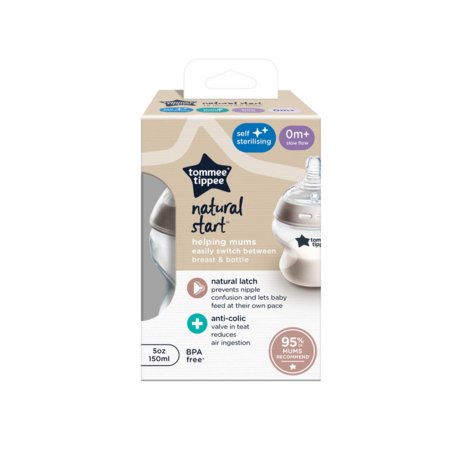 Tommee Tippee Natural Start lutipudel isesteriliseerimise funktsiooniga 150ml 42240091 42240090