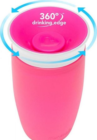 MUNCHKIN Sippy tass, roosa, Miracle 360, 12m+, 296ml, 01102902 1102902