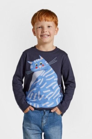 COCCODRILLO t-shirt LICENCE BOY KOCIA SZAJKA, tumesinised, ZC4143101LBK-015-134, 134 cm 