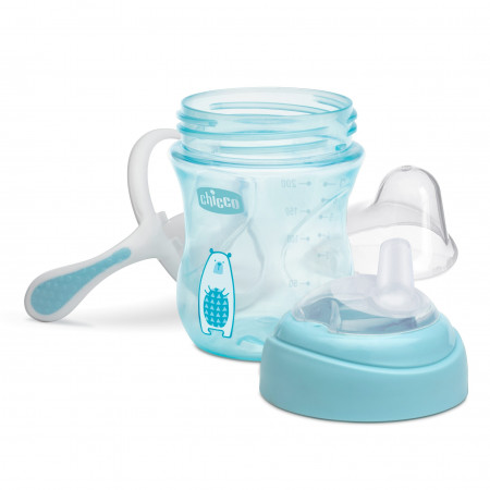 CHICCO õppimistass 4k+ 200ml Blue 8058664069989