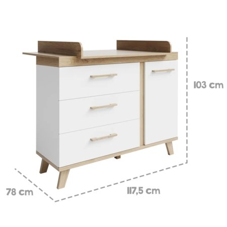 ROBA mähkimiskummut SMILE, White/Artisan Oak, 1732847 