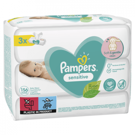 PAMPERS niisked salvrätikud Sensitive 3 pakki, 156 tk, 81752611 81752611