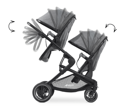 HAUCK jalutuskäru kaksikutele ATLANTIC TWIN, Melange grey, 500019 