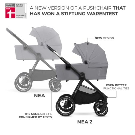 KINDERKRAFT universaalne käru 2IN1 NEA 2.0, platinum grey, KSNEA002GRY2000 