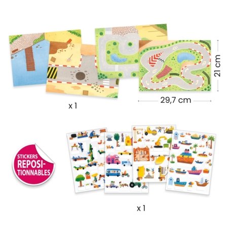 DJECO loovuskomplekt Lift-up Stickers – Sõidukid, DJ00043 