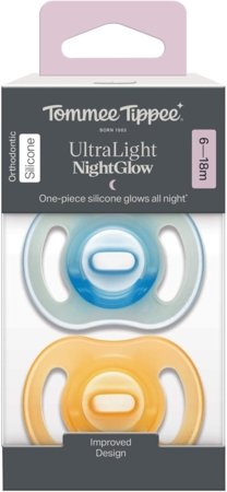 TOMMEE TIPPEE silikoonist lutt NIGHT GLOW ULTRALIGHT, 6-18 k., 2 tk., 433805 