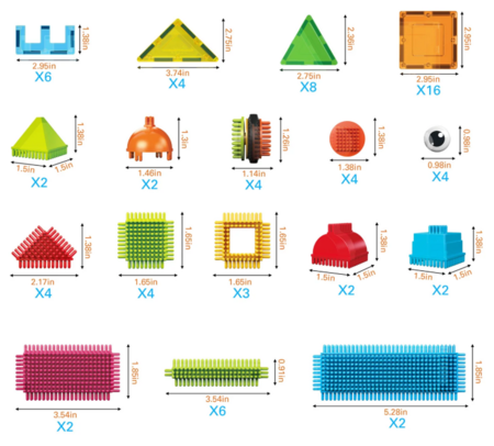 PICASSO TILES Magnetiline konstruktor ehitusklotsid 75 osa, PTE21 