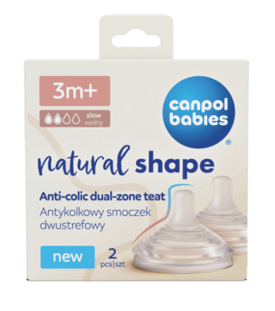 CANPOL BABIES pudelilutid kiire NATURAL SHAPE Anti-colic, aeglase vooga, 3m+, 2 tk., 21/751 