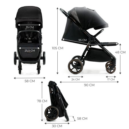 KINDERKRAFT kergkäru  MITZY INK BLACK, KSMITZ00BLK0000 