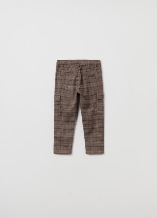 OVS 1 EN BOY 9-36M TROUSERS 2 9-12 BROWN CHECK 001898031 