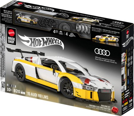 MATTEL BRICK SHOP HOT WHEELS 1:16 Elite Audi R8 LMS ehituskomplekt, JFT18 