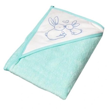 TEGA kapuutsiga rätik BUNNY, 100x100 cm., Mint, KR-008 