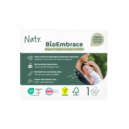 NATY mähkmed BioEmbrace, Suurus 1, 2-5 kg., 25 tk., 8000192 