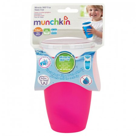 MUNCHKIN Sippy tass, roosa, Miracle 360, 12m+, 296ml, 01102902 1102902