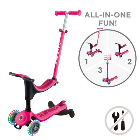 GLOBBER tõukeratas Go Up Sporty Lights 360°, erkroosa, 456-610 S 