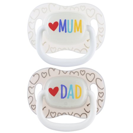 CANPOL BABIES sümmeetriline silikoonist lutt LoveMum&Dad, 6-18m, 2 tk., 34/940 