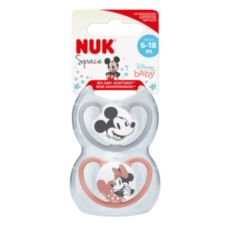 NUK lutt silik Space Mickey, 6-18m, 2 tk, SU95 