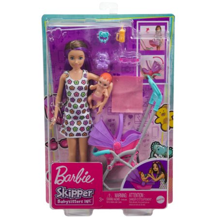 BARBIE lapsehoidja mängukomplekt nuku ja käruga Skipper, GXT34 GXT34