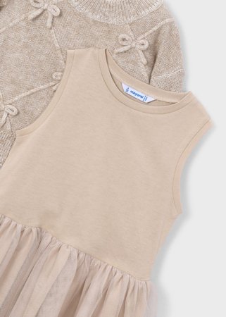 MAYORAL Varrukateta kleit ja kampsun, beige vigo, cm 