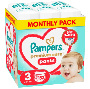 PAMPERS püksmähkmed Premium Pants Monthly, 3 suurus, 6-11kg, 114 vnt., 80894764 