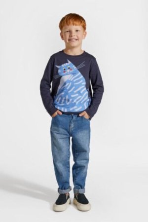 COCCODRILLO t-shirt LICENCE BOY KOCIA SZAJKA, tumesinised, ZC4143101LBK-015-134, 134 cm 