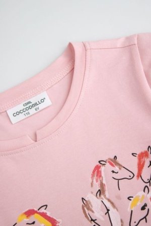 COCCODRILLO lühikeste varrukatega särk NOSTALGIC MEADOW GIRL KIDS, roosa, WC5143202NGK-033-122, 122 cm 