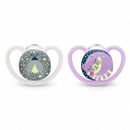 NUK lutt silikon Space Night, 6-18m, 2 tk, SU98 