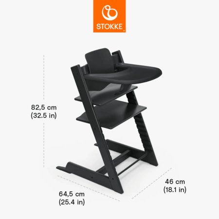 STOKKE söögitool koos turvakaare ja kandikuga TRIPP TRAPP, black, 685400 