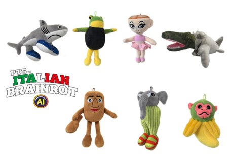 ITALIAN BRAIN ROT AI pehme mänguasi, 28 cm, assort., BRT005 